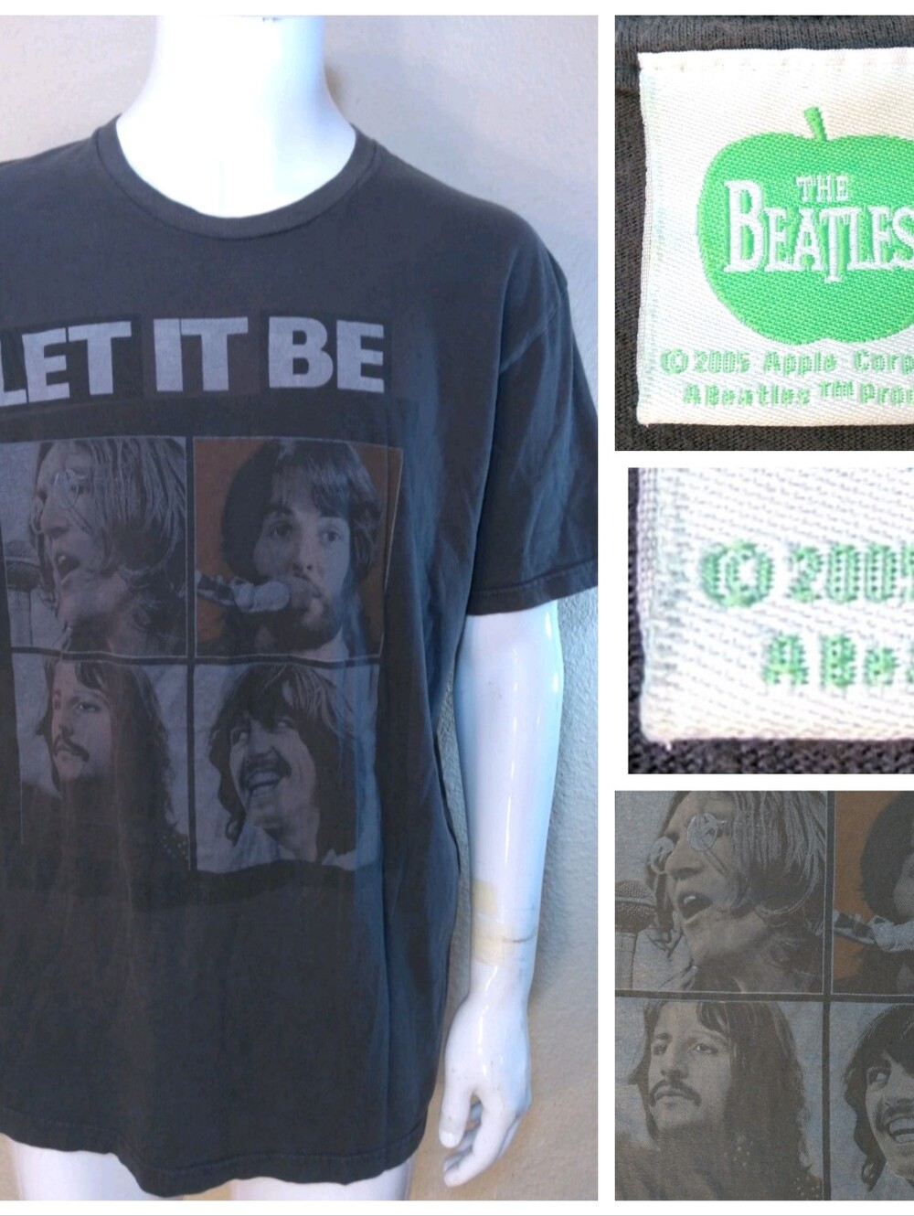 THE BEATLES Let It Be T-Shirt LARGE 2005 RETRO Album Cover Art APPLE CORPS Rare